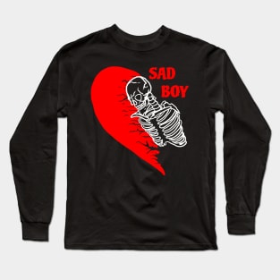 Sad Boy Skeleton Long Sleeve T-Shirt